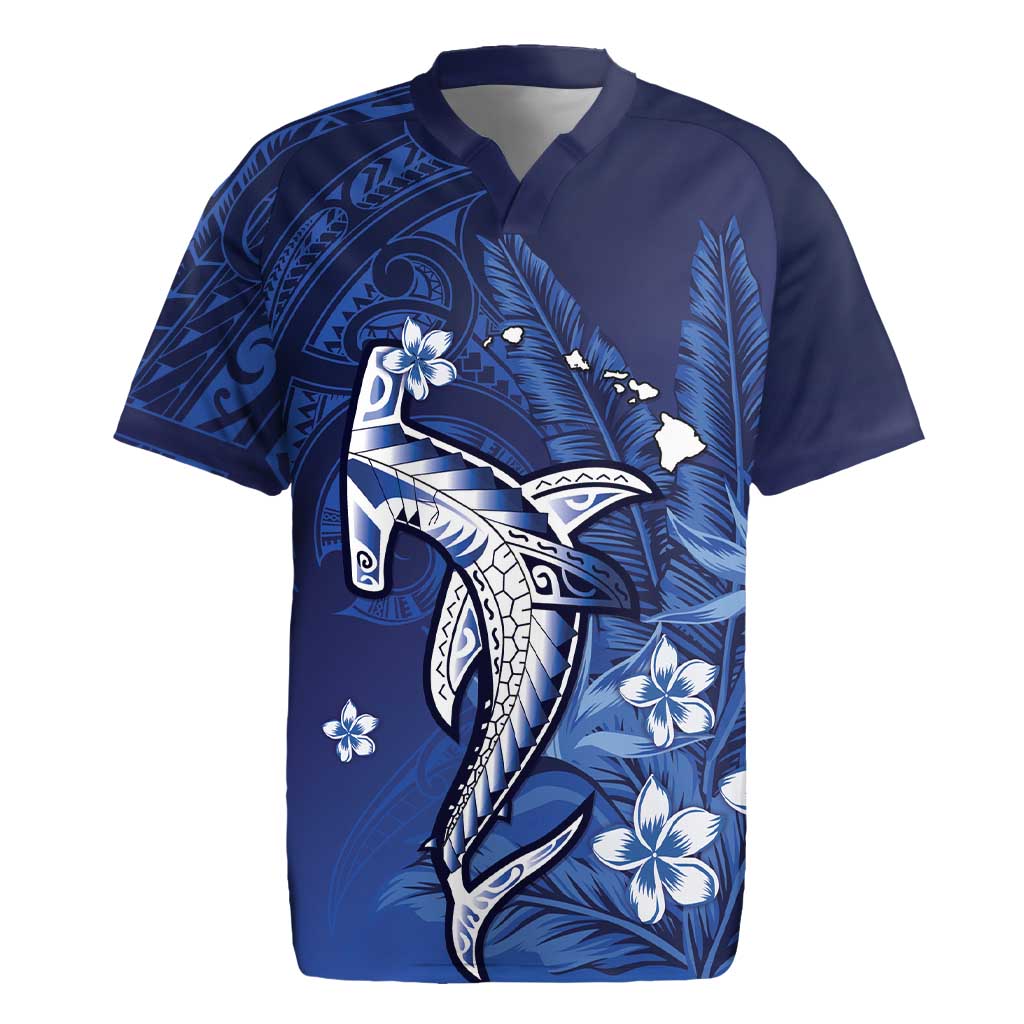 Personalized Hawaiian Maori Hammerhead Shark Rugby Jersey Polu Plumeria - Polynesian Pride