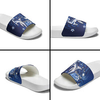 Personalized Hawaiian Maori Hammerhead Shark Slide Sandals Polu Plumeria - Polynesian Pride