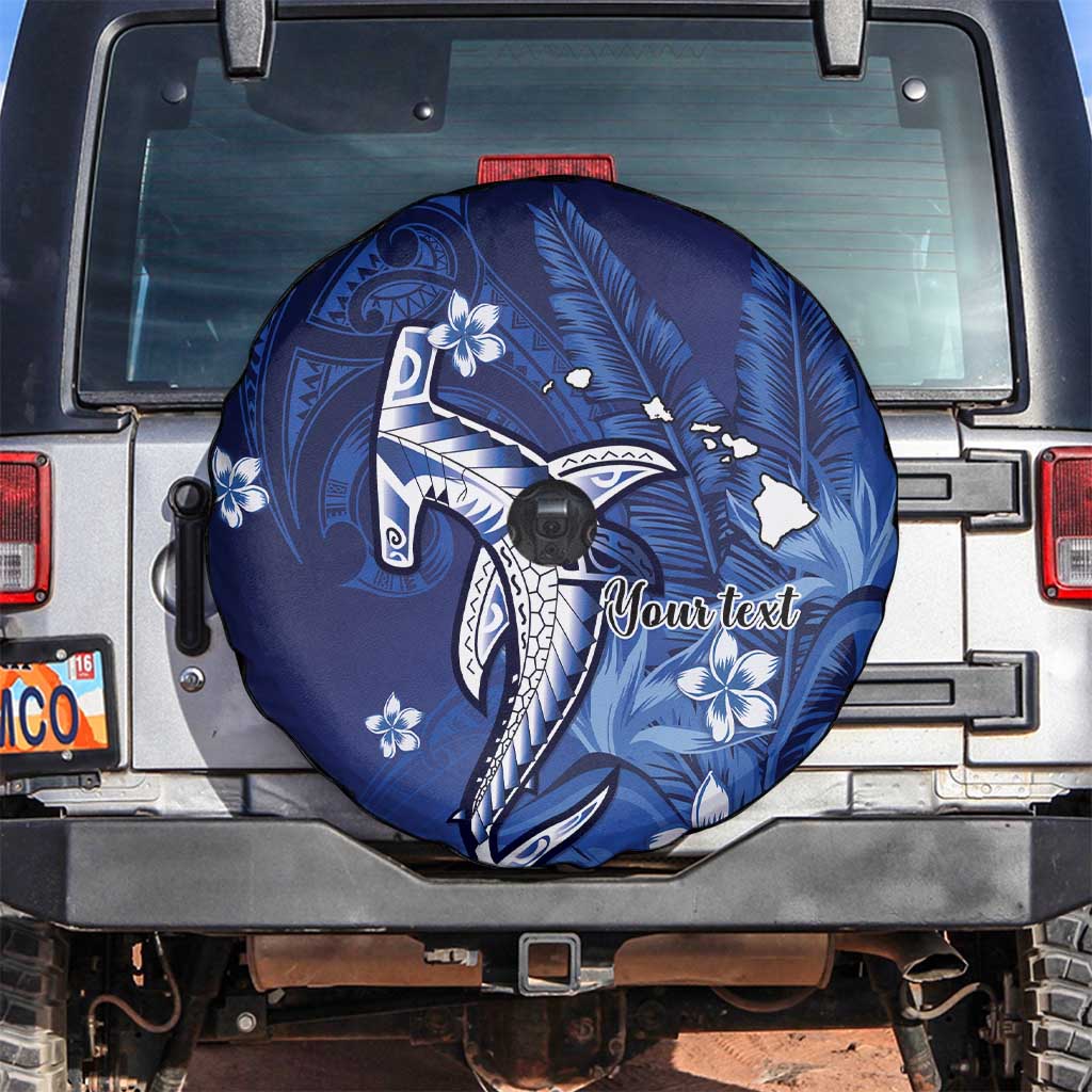 Personalized Hawaiian Maori Hammerhead Shark Spare Tire Cover Polu Plumeria - Polynesian Pride