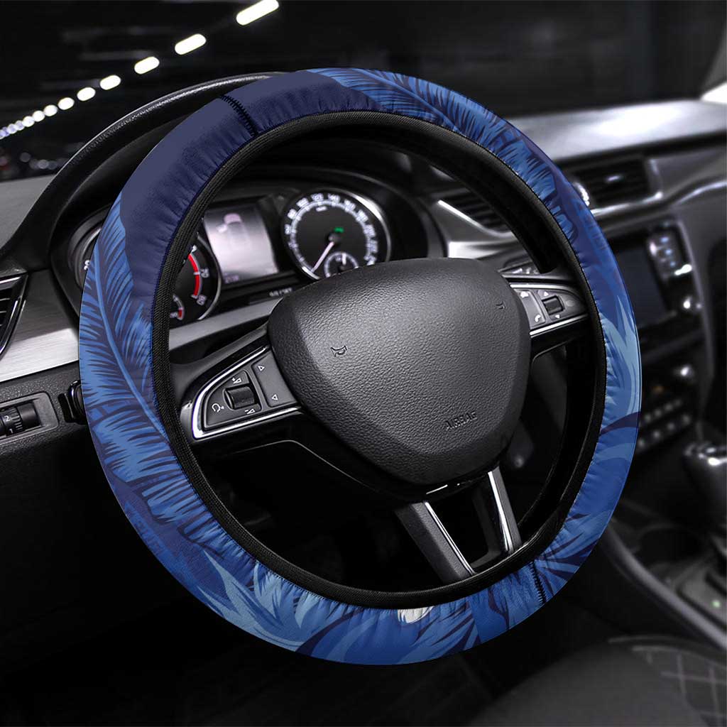 Hawaiian Maori Hammerhead Shark Steering Wheel Cover Polu Plumeria - Polynesian Pride
