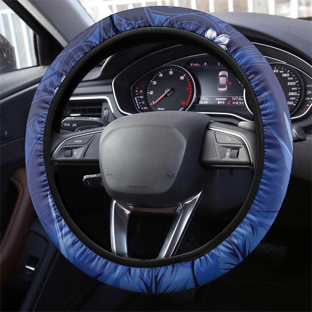 Hawaiian Maori Hammerhead Shark Steering Wheel Cover Polu Plumeria - Polynesian Pride
