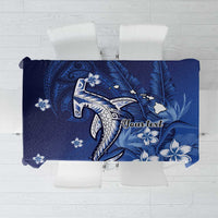 Personalized Hawaiian Maori Hammerhead Shark Tablecloth Polu Plumeria - Polynesian Pride