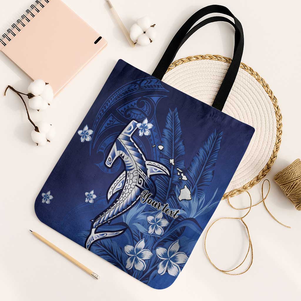 Personalized Hawaiian Maori Hammerhead Shark Tote Bag Polu Plumeria - Polynesian Pride