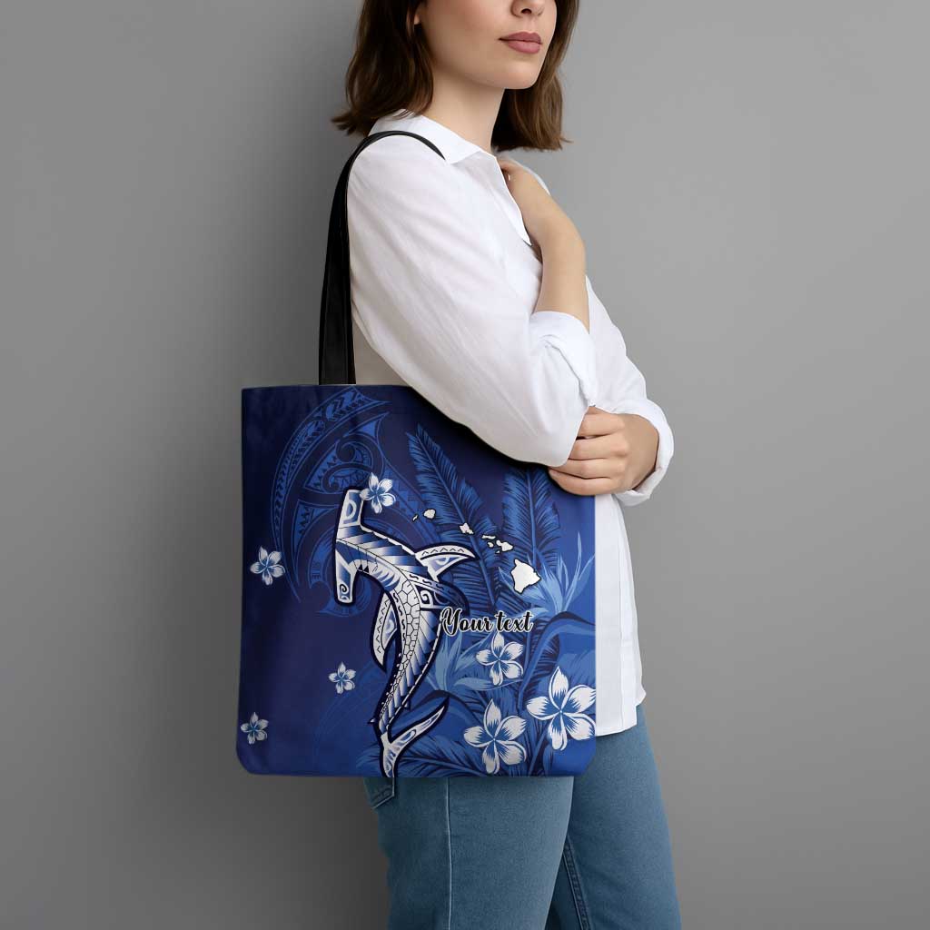 Personalized Hawaiian Maori Hammerhead Shark Tote Bag Polu Plumeria - Polynesian Pride