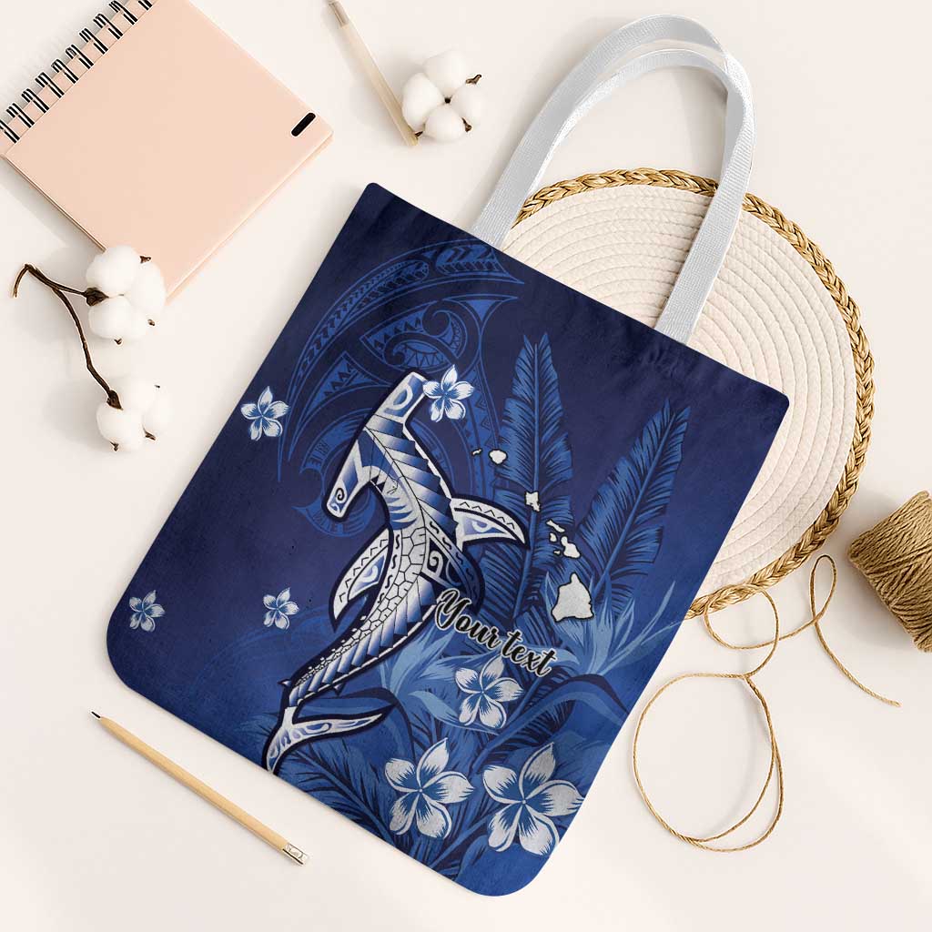 Personalized Hawaiian Maori Hammerhead Shark Tote Bag Polu Plumeria - Polynesian Pride