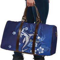 Personalized Hawaiian Maori Hammerhead Shark Travel Bag Polu Plumeria - Polynesian Pride