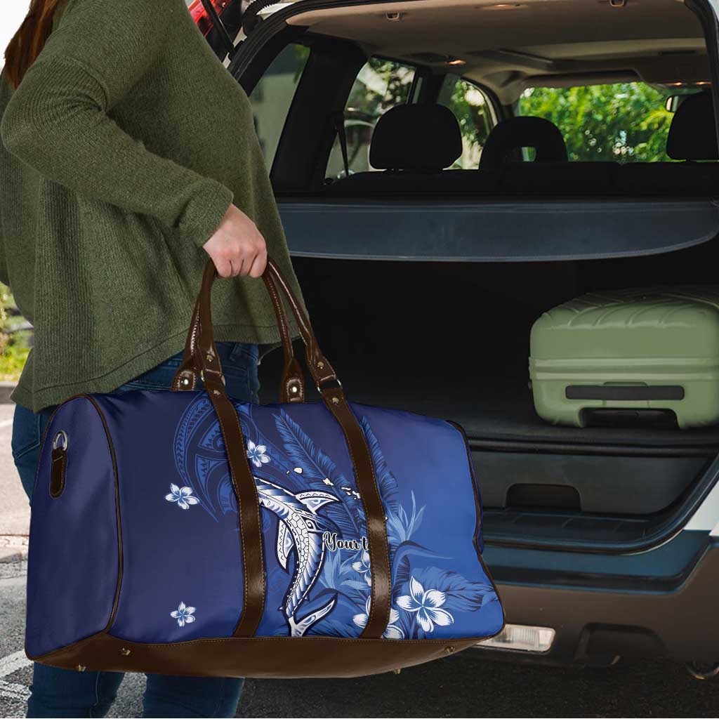 Personalized Hawaiian Maori Hammerhead Shark Travel Bag Polu Plumeria - Polynesian Pride