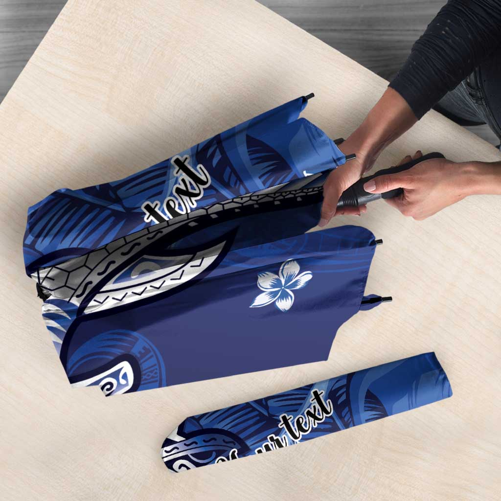 Personalized Hawaiian Maori Hammerhead Shark Umbrella Polu Plumeria - Polynesian Pride