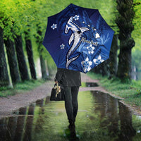 Personalized Hawaiian Maori Hammerhead Shark Umbrella Polu Plumeria - Polynesian Pride