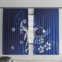 Personalized Hawaiian Maori Hammerhead Shark Window Curtain Polu Plumeria - Polynesian Pride