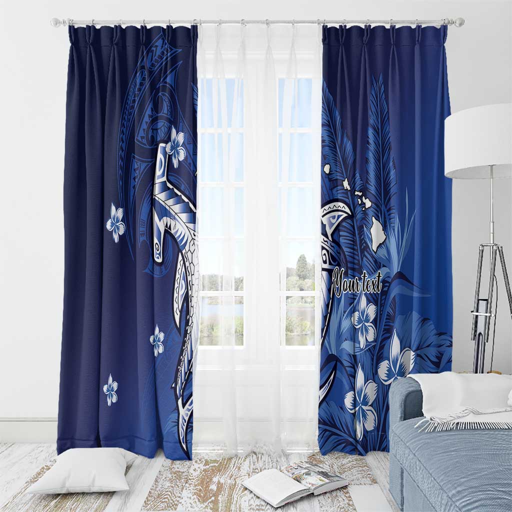 Personalized Hawaiian Maori Hammerhead Shark Window Curtain Polu Plumeria - Polynesian Pride