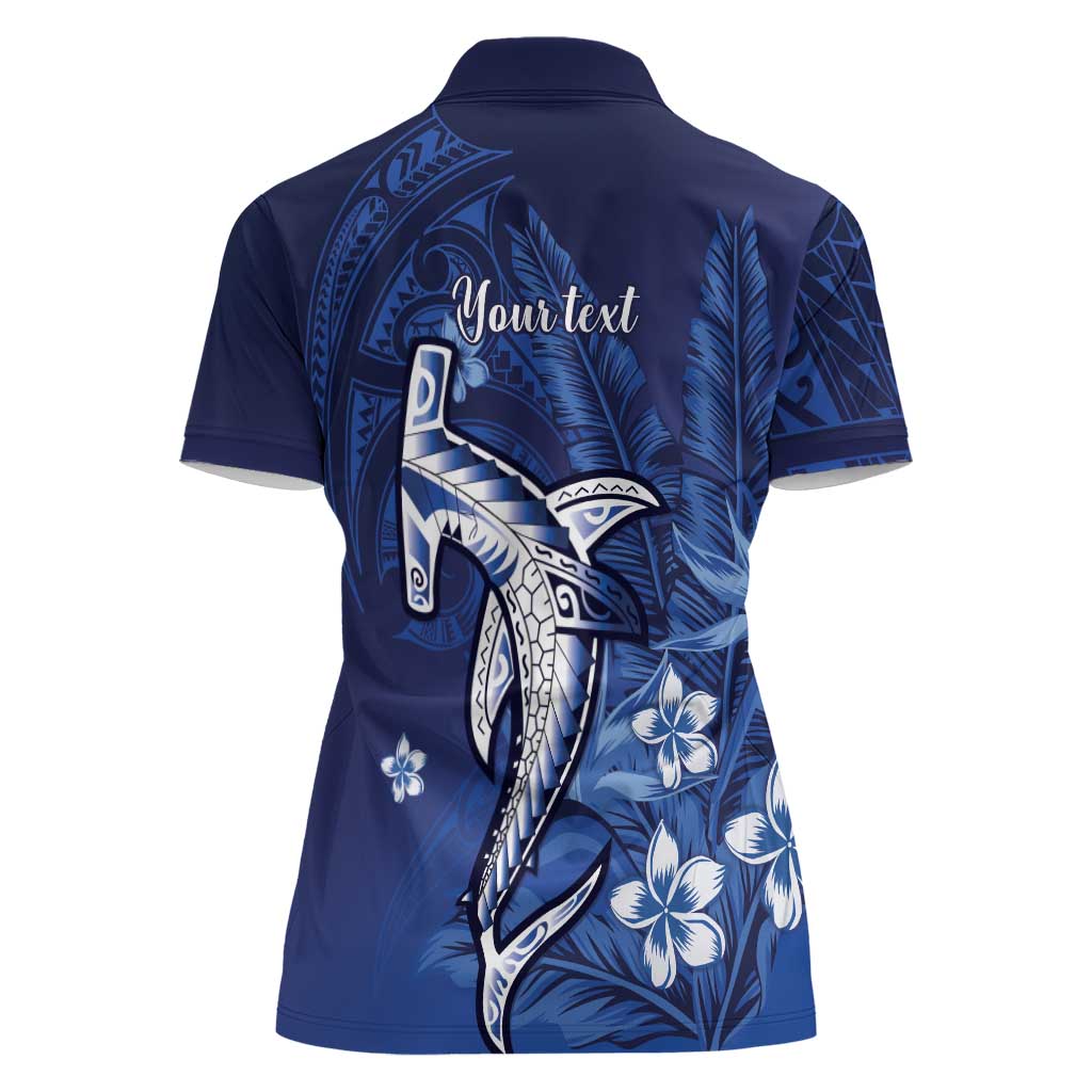 Personalized Hawaiian Maori Hammerhead Shark Women Polo Shirt Polu Plumeria - Polynesian Pride