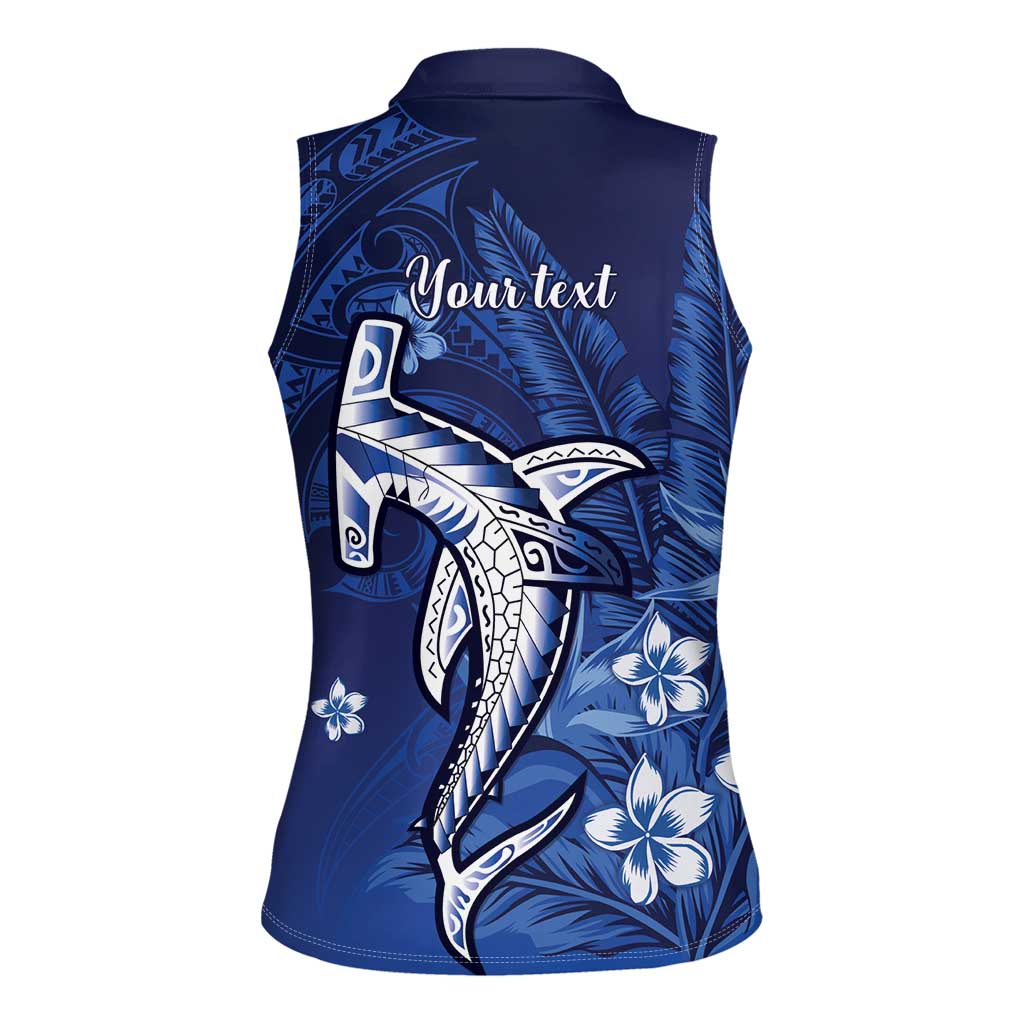 Personalized Hawaiian Maori Hammerhead Shark Women Sleeveless Polo Shirt Polu Plumeria - Polynesian Pride