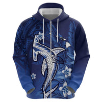 Personalized Hawaiian Maori Hammerhead Shark Zip Hoodie Polu Plumeria LT9 - Polynesian Pride
