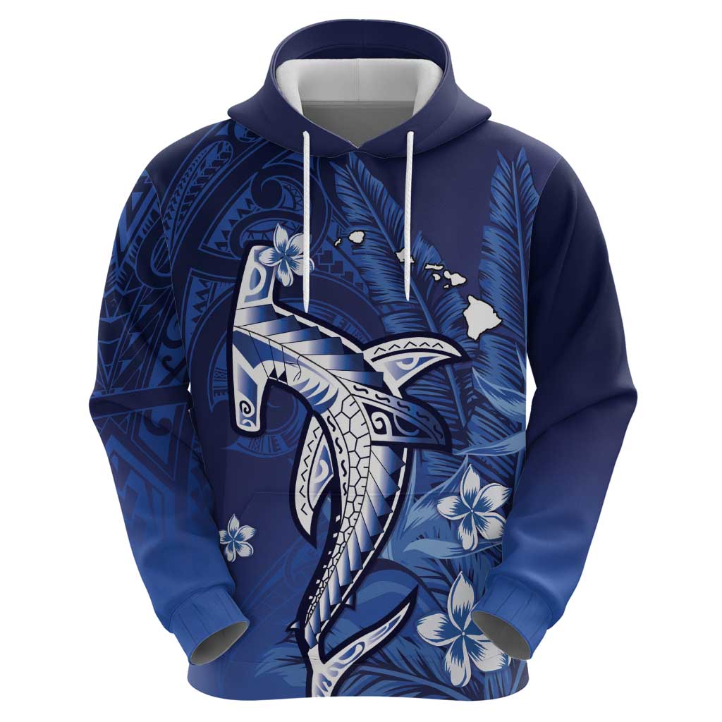 Personalized Hawaiian Maori Hammerhead Shark Zip Hoodie Polu Plumeria LT9 - Polynesian Pride