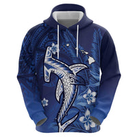 Personalized Hawaiian Maori Hammerhead Shark Zip Hoodie Polu Plumeria LT9 - Polynesian Pride
