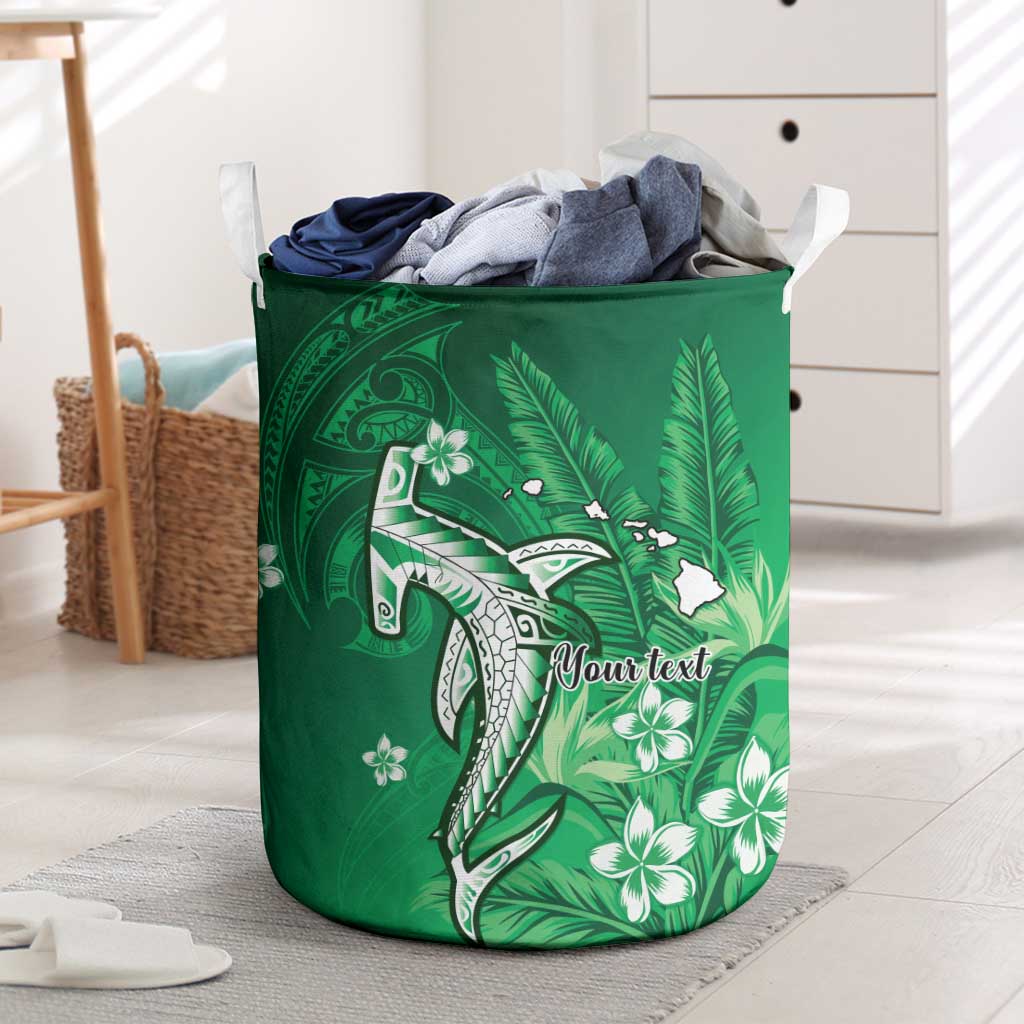 Personalized Hawaiian Maori Hammerhead Shark Laundry Basket Omaomao Plumeria - Polynesian Pride