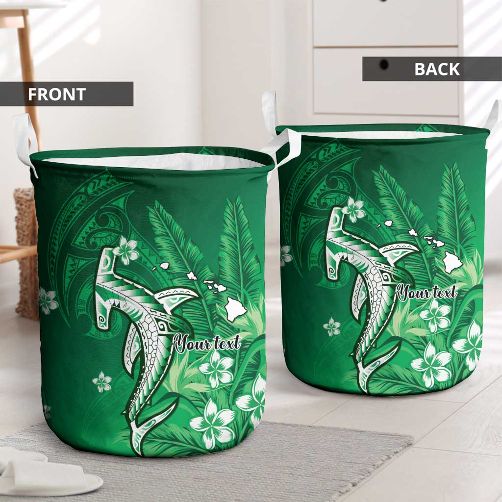 Personalized Hawaiian Maori Hammerhead Shark Laundry Basket Omaomao Plumeria - Polynesian Pride