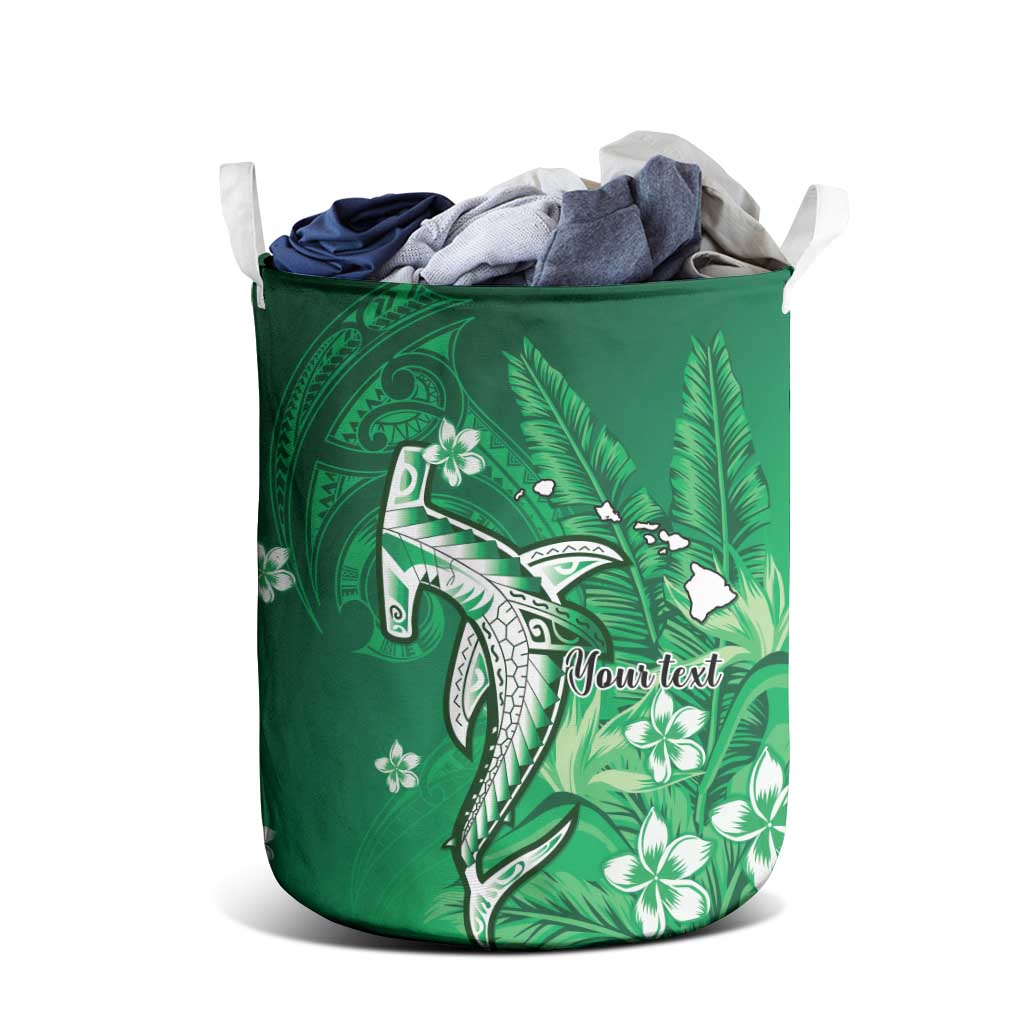 Personalized Hawaiian Maori Hammerhead Shark Laundry Basket Omaomao Plumeria - Polynesian Pride
