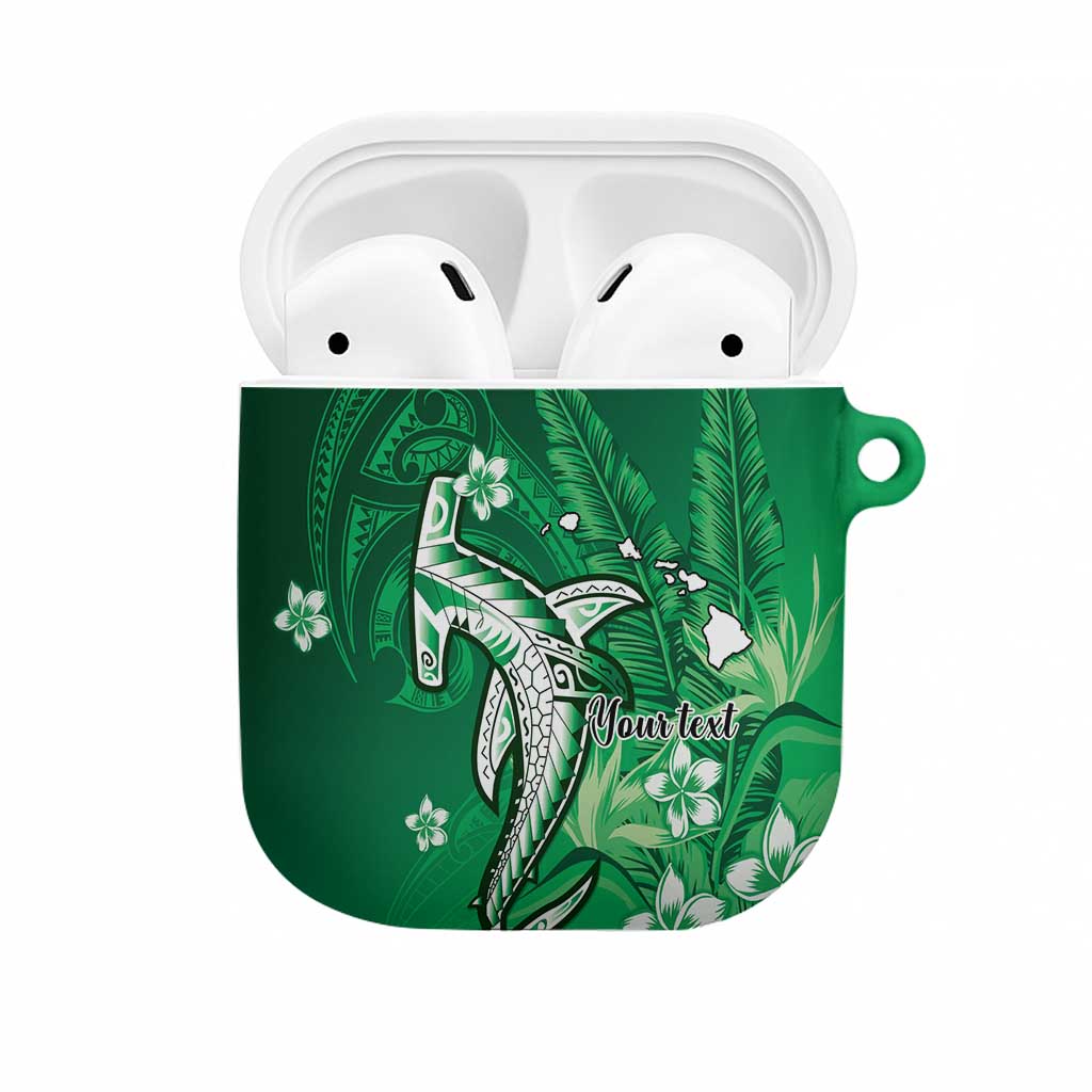 Personalized Hawaiian Maori Hammerhead Shark AirPods Case Omaomao Plumeria - Polynesian Pride