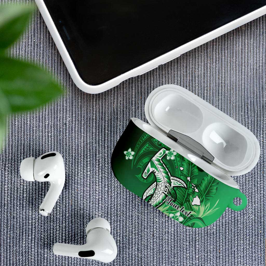 Personalized Hawaiian Maori Hammerhead Shark AirPods Case Omaomao Plumeria - Polynesian Pride