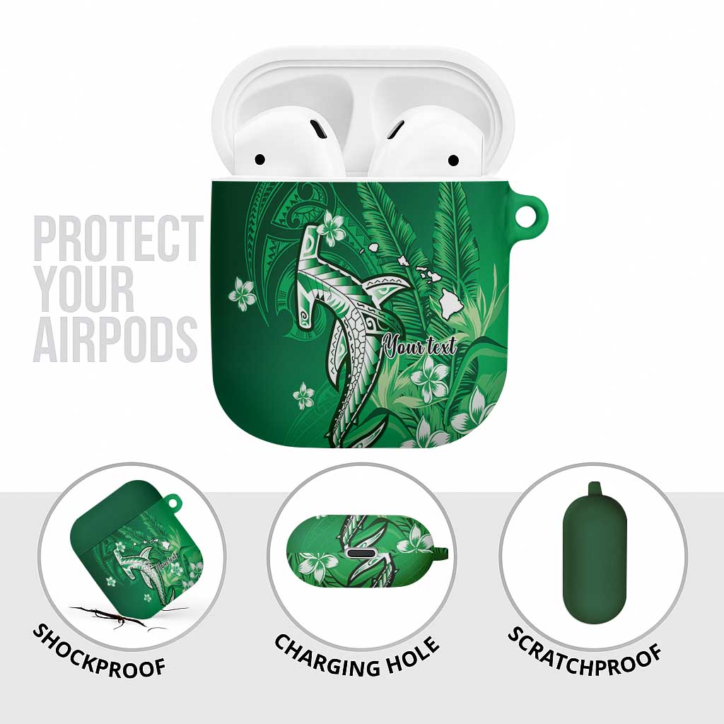 Personalized Hawaiian Maori Hammerhead Shark AirPods Case Omaomao Plumeria - Polynesian Pride
