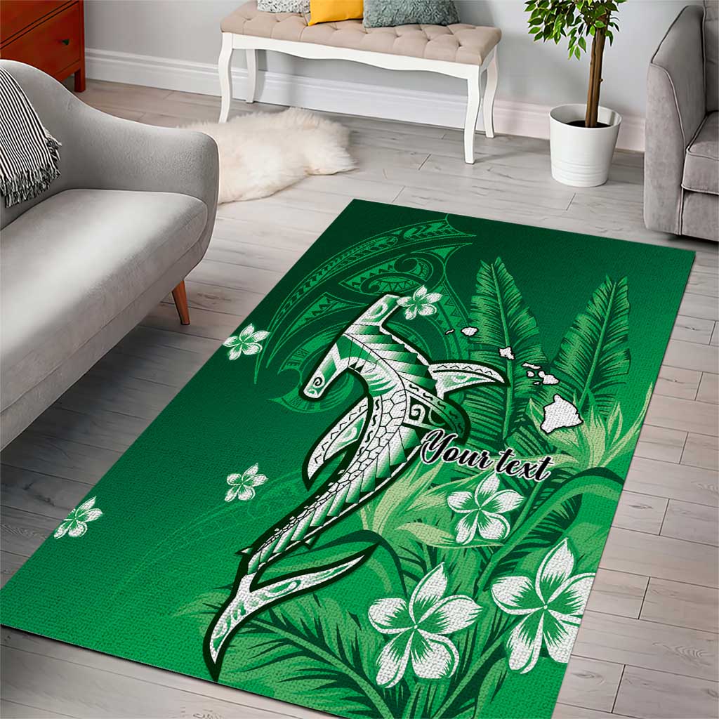 Personalized Hawaiian Maori Hammerhead Shark Area Rug Omaomao Plumeria LT9 - Polynesian Pride