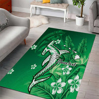 Personalized Hawaiian Maori Hammerhead Shark Area Rug Omaomao Plumeria LT9 - Polynesian Pride