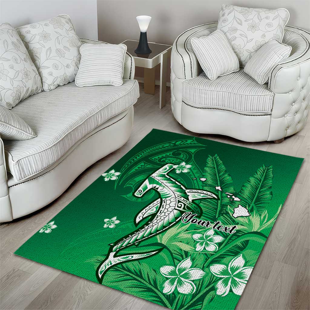 Personalized Hawaiian Maori Hammerhead Shark Area Rug Omaomao Plumeria LT9 - Polynesian Pride
