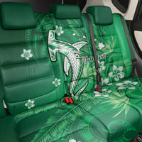 Personalized Hawaiian Maori Hammerhead Shark Back Car Seat Cover Omaomao Plumeria - Polynesian Pride