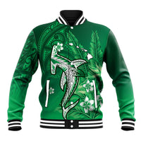 Personalized Hawaiian Maori Hammerhead Shark Baseball Jacket Omaomao Plumeria - Polynesian Pride