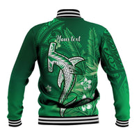 Personalized Hawaiian Maori Hammerhead Shark Baseball Jacket Omaomao Plumeria - Polynesian Pride