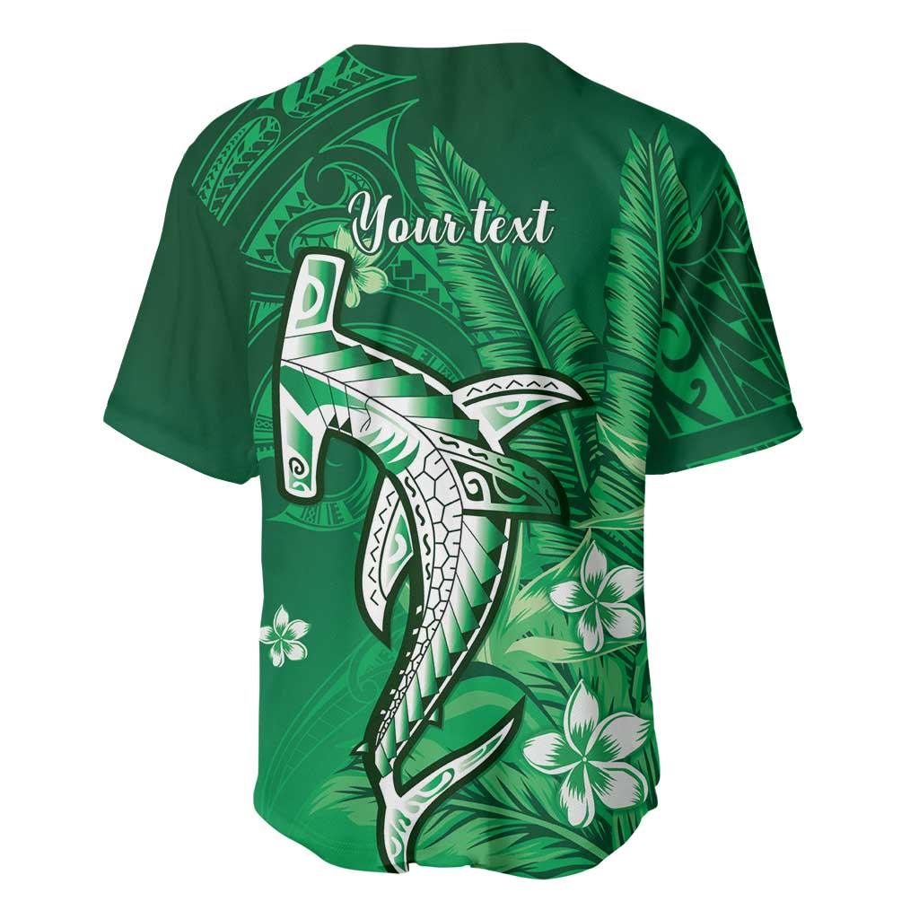 Personalized Hawaiian Maori Hammerhead Shark Baseball Jersey Omaomao Plumeria - Polynesian Pride