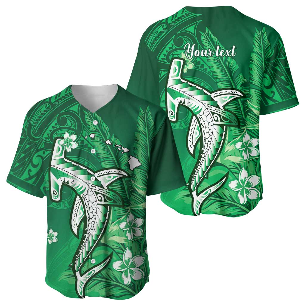 Personalized Hawaiian Maori Hammerhead Shark Baseball Jersey Omaomao Plumeria - Polynesian Pride