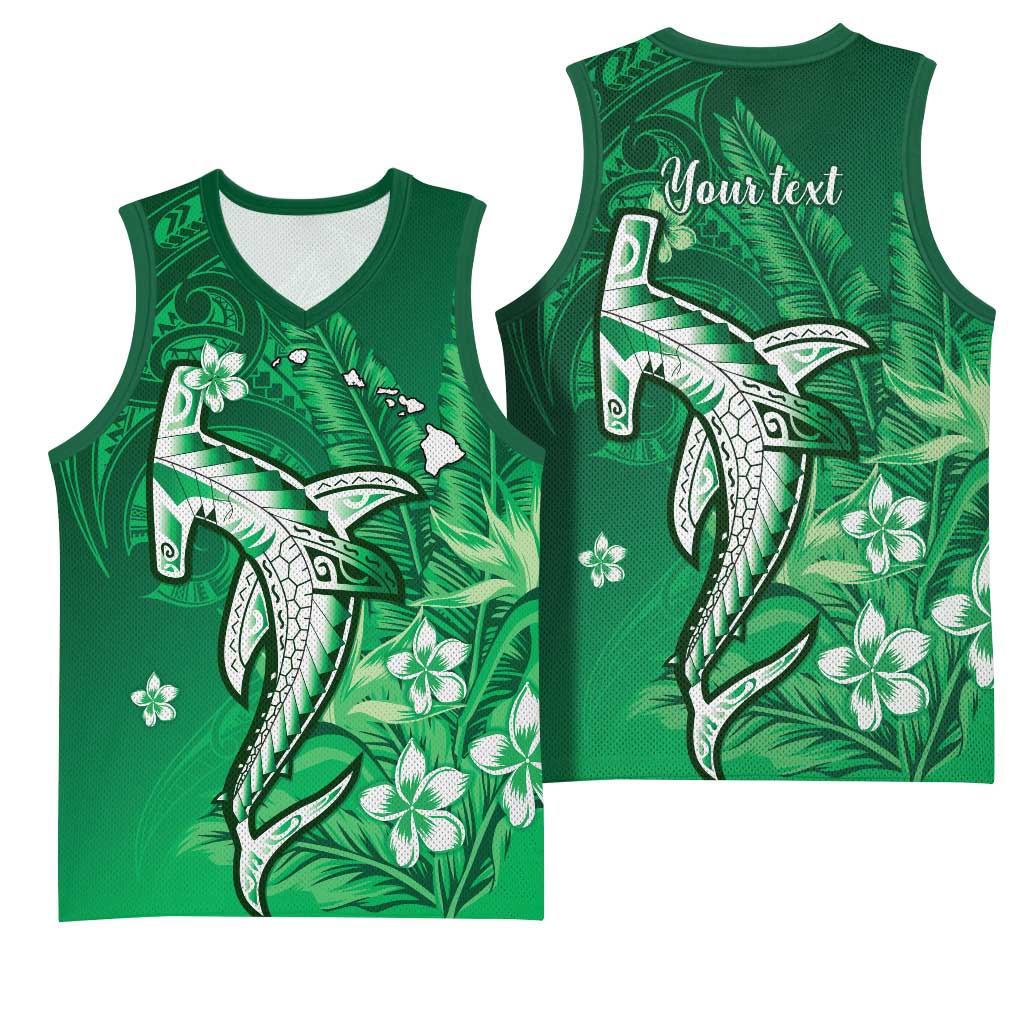 Personalized Hawaiian Maori Hammerhead Shark Basketball Jersey Omaomao Plumeria - Polynesian Pride