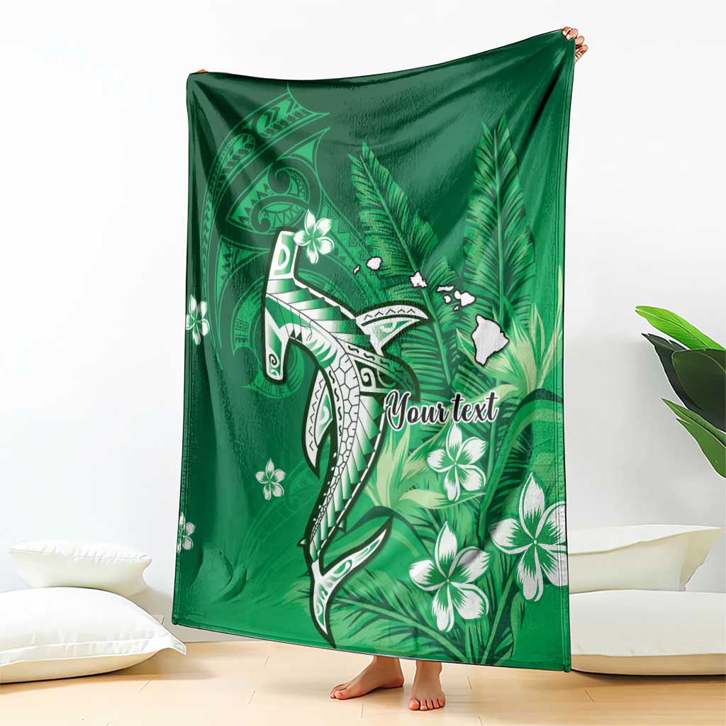 Personalized Hawaiian Maori Hammerhead Shark Blanket Omaomao Plumeria - Polynesian Pride