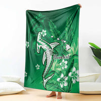 Personalized Hawaiian Maori Hammerhead Shark Blanket Omaomao Plumeria - Polynesian Pride