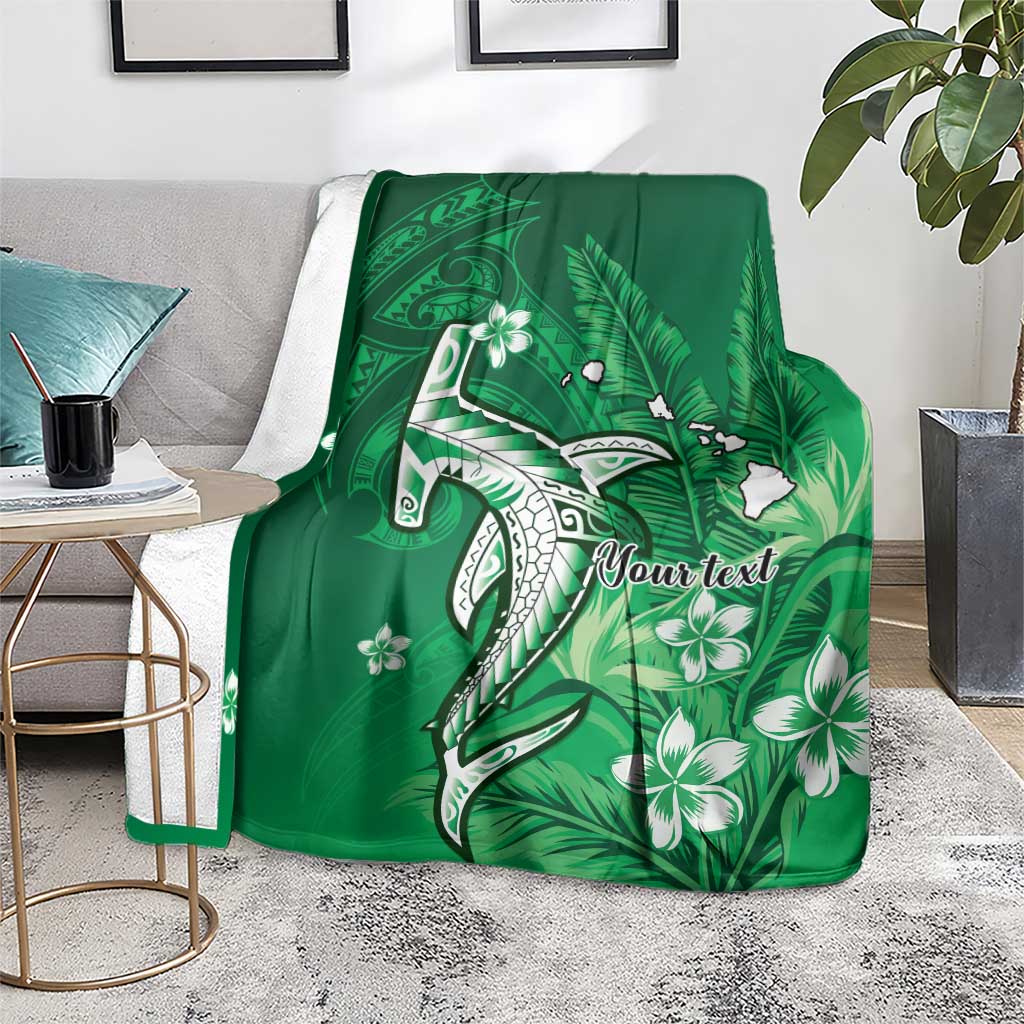 Personalized Hawaiian Maori Hammerhead Shark Blanket Omaomao Plumeria - Polynesian Pride