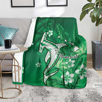 Personalized Hawaiian Maori Hammerhead Shark Blanket Omaomao Plumeria - Polynesian Pride