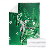 Personalized Hawaiian Maori Hammerhead Shark Blanket Omaomao Plumeria - Polynesian Pride