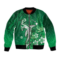 Personalized Hawaiian Maori Hammerhead Shark Bomber Jacket Omaomao Plumeria - Polynesian Pride