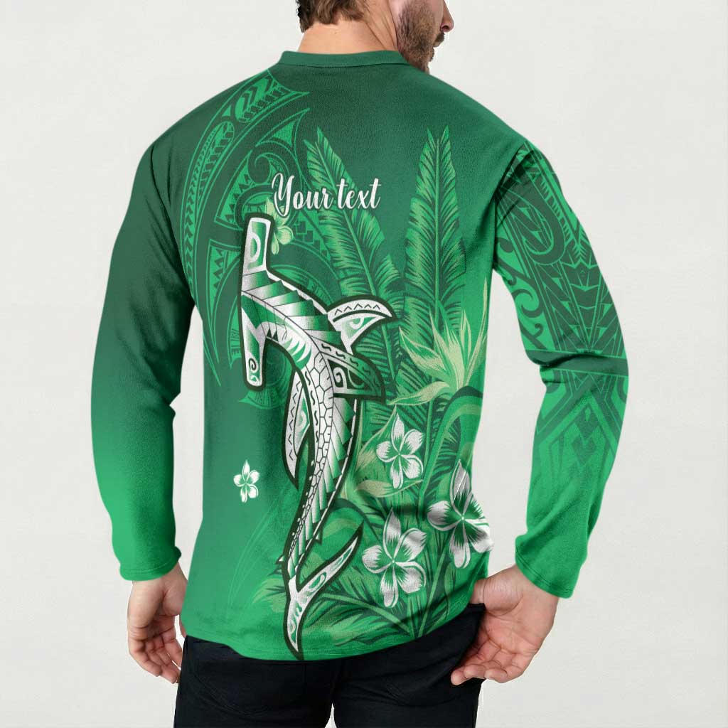 Personalized Hawaiian Maori Hammerhead Shark Button Sweatshirt Omaomao Plumeria LT9 - Polynesian Pride