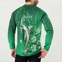Personalized Hawaiian Maori Hammerhead Shark Button Sweatshirt Omaomao Plumeria LT9 - Polynesian Pride