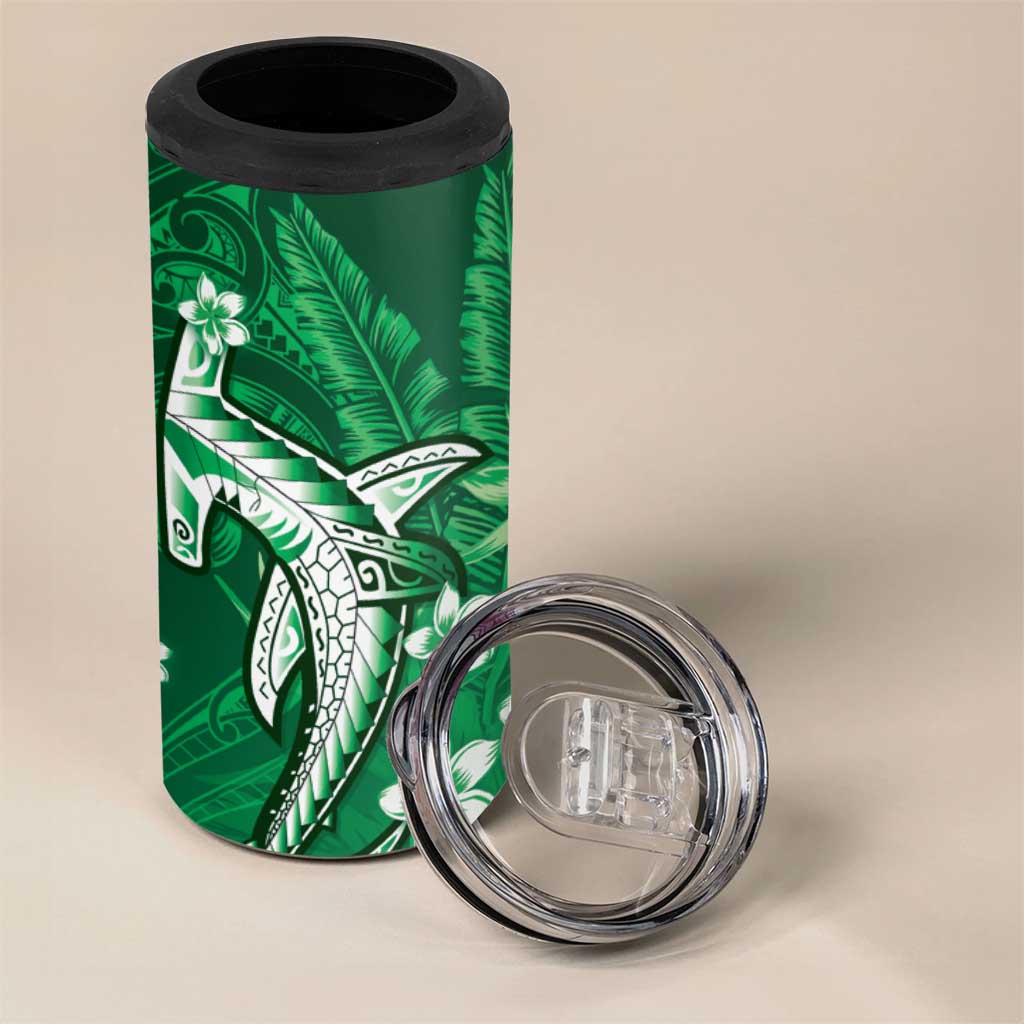 Personalized Hawaiian Maori Hammerhead Shark 4 in 1 Can Cooler Tumbler Omaomao Plumeria LT9 - Polynesian Pride