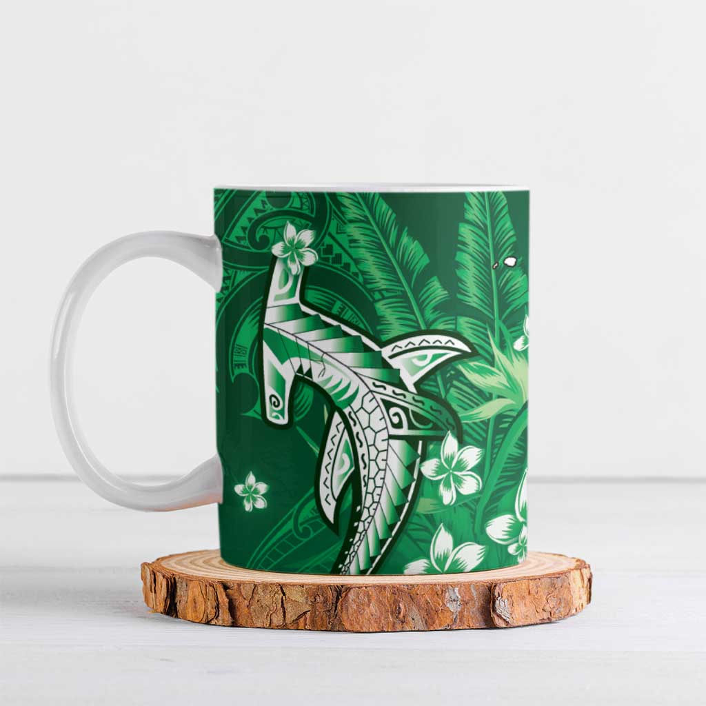 Personalized Hawaiian Maori Hammerhead Shark Ceramic Mug Omaomao Plumeria - Polynesian Pride