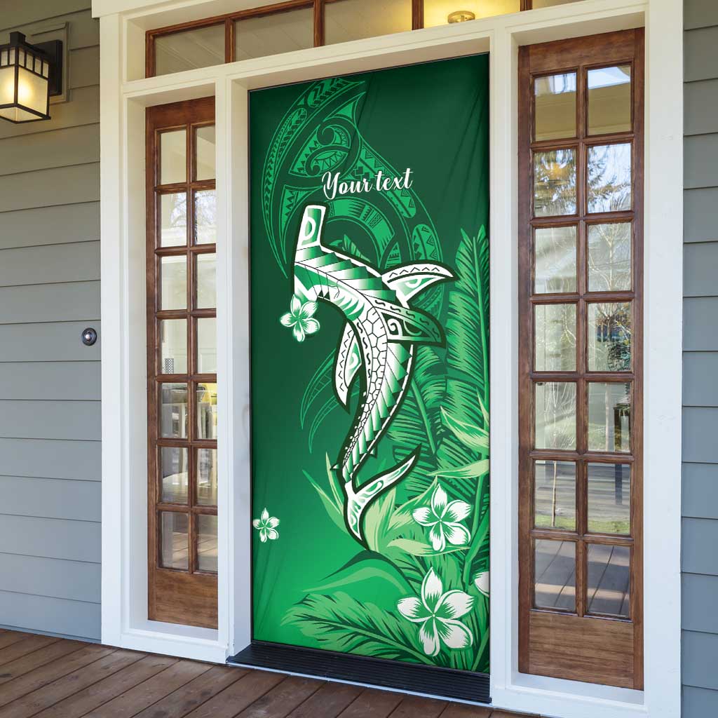 Personalized Hawaiian Maori Hammerhead Shark Door Cover Omaomao Plumeria LT9 - Polynesian Pride