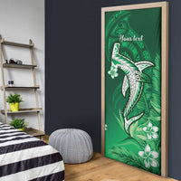 Personalized Hawaiian Maori Hammerhead Shark Door Cover Omaomao Plumeria LT9 - Polynesian Pride