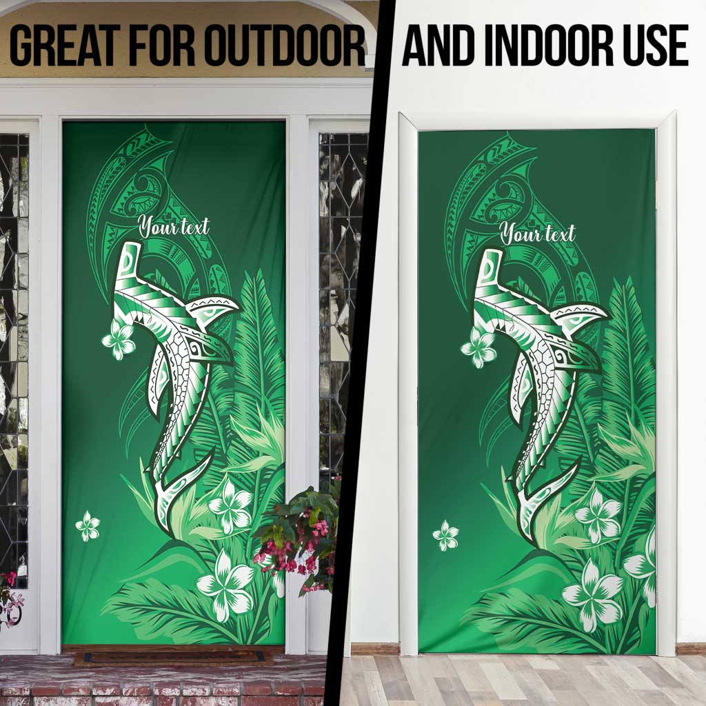 Personalized Hawaiian Maori Hammerhead Shark Door Cover Omaomao Plumeria LT9 - Polynesian Pride