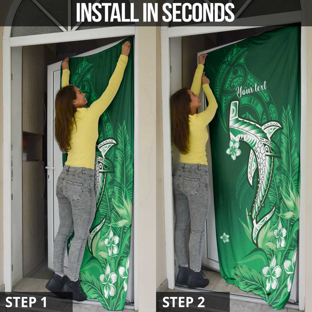 Personalized Hawaiian Maori Hammerhead Shark Door Cover Omaomao Plumeria LT9 - Polynesian Pride