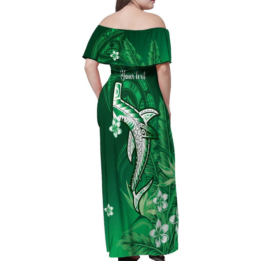 Personalized Hawaiian Maori Hammerhead Shark Family Matching Off Shoulder Maxi Dress and Hawaiian Shirt Omaomao Plumeria